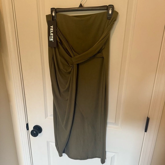 Yelete Dresses & Skirts - Yelete Khaki Midi Skirt for Women